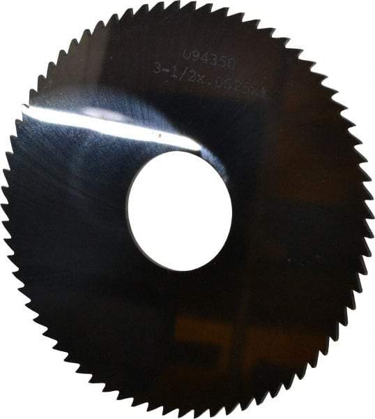 Made in USA - 3-1/2" Diam x 1/16" Blade Thickness x 1" Arbor Hole Diam, 72 Tooth Slitting and Slotting Saw - Arbor Connection, Solid Carbide, Concave Ground - Eagle Tool & Supply