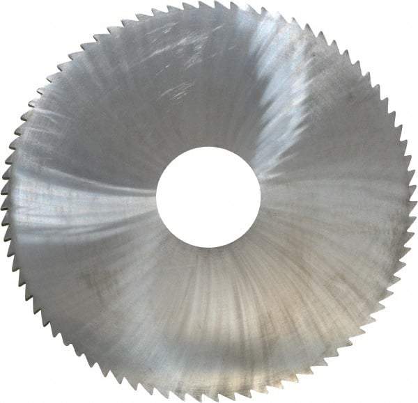 Made in USA - 4" Diam x 0.0938" Blade Thickness x 1" Arbor Hole Diam, 80 Tooth Slitting and Slotting Saw - Arbor Connection, Right Hand, Uncoated, Solid Carbide, 5° Rake, Concave Ground - Eagle Tool & Supply