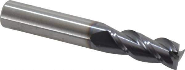 RobbJack - 3/8", 3 Flute, Single End, Solid Carbide, Corner Chamfer End Mill - 2-1/2" OAL, 40° Helix, Right Hand Flute, 7/8" LOC, Right Hand Cut - Eagle Tool & Supply