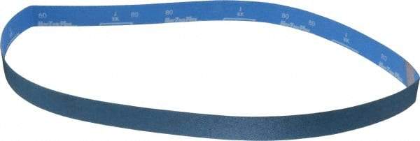 Norton - 1-1/2" Wide x 60" OAL, 80 Grit, Zirconia Alumina Abrasive Belt - Zirconia Alumina, Medium, Coated, X Weighted Cloth Backing, Series R823 - Eagle Tool & Supply