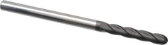 Niagara Cutter - 1/4" Diam, 1-3/8" LOC, 4 Flute Solid Carbide Ball End Mill - Diamond Finish, Single End, 4" OAL, 1/4" Shank Diam, Spiral Flute - Eagle Tool & Supply