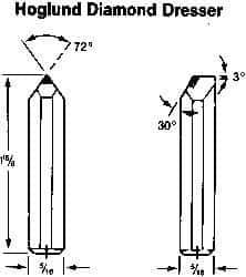 Made in USA - 0.025" Single Point Diamond Dresser - 1-1/2" Long x 5/16" Shank Diam, 72° Included Angle - Eagle Tool & Supply