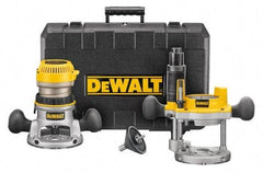 DeWALT - 1.75 hp, 24,500 RPM, Fixed Plunge Combination Router Kit - 11 Amps, 1/4 and 1/2 Inch Collet - Eagle Tool & Supply