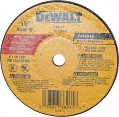 DeWALT - 4" 24 Grit Aluminum Oxide Cutoff Wheel - 1/8" Thick, 3/8" Arbor, 19,000 Max RPM, Use with Circular Saws - Eagle Tool & Supply