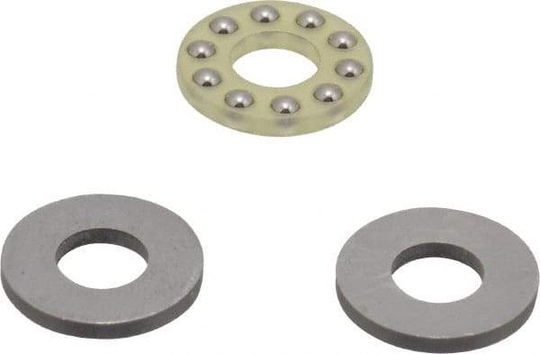 Boston Gear - 1/4" Inside x 9/16" Outside Diam, 7/32" Thick, Alloy Steel Ball Thrust Bearing - Eagle Tool & Supply