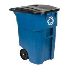 Rubbermaid - 50 Gal Blue Rectangle Recycling Container - Polyethylene, 36-1/2" High x 28-1/2" Long x 23.38" Wide - Eagle Tool & Supply