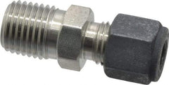 Parker - 1/4" OD, Stainless Steel Male Connector - 9/16" Hex, Comp x MNPT Ends - Eagle Tool & Supply