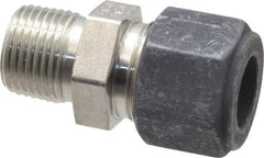 Parker - 1/2" OD, Stainless Steel Male Connector - 13/16" Hex, Comp x MNPT Ends - Eagle Tool & Supply
