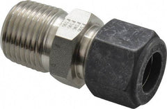 Parker - 1/2" OD, Stainless Steel Male Connector - 7/8" Hex, Comp x MNPT Ends - Eagle Tool & Supply