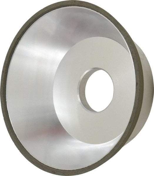 Made in USA - 5" Diam, 1-1/4" Hole Size, 1-3/4" Overall Thickness, 100 Grit, Type 11 Tool & Cutter Grinding Wheel - Fine Grade, Diamond - Eagle Tool & Supply