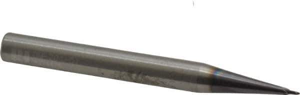 RobbJack - 1/32" Diam, 1/32" LOC, 2 Flute Solid Carbide Ball End Mill - AlTiN Finish, Single End, 2-1/2" OAL, 1/4" Shank Diam, Spiral Flute - Eagle Tool & Supply
