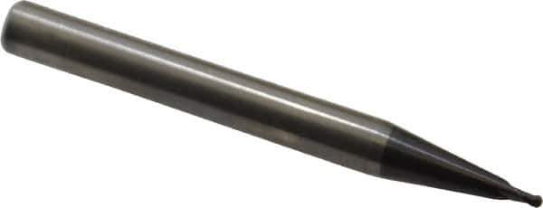 RobbJack - 1/16" Diam, 1/16" LOC, 2 Flute Solid Carbide Ball End Mill - AlTiN Finish, Single End, 2-1/2" OAL, 1/4" Shank Diam, Spiral Flute - Eagle Tool & Supply