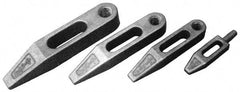 Mitee-Bite - 3/4-10 Stud, Stainless Steel, Plain Strap Clamp - 1-1/2" Travel, 7" OAL x 1.4" Wide x 1-1/16" High, Tapered Nose - Eagle Tool & Supply