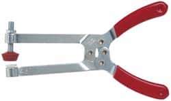 De-Sta-Co - 4448.22 N Load Capacity, 2.91" Throat Depth, 6.8" OAL, Carbon Steel, C Style Plier Clamp - 2.83" Max Jaw Capacity, M6x1 Spindle, 2.83" Open Throat Height, Red Handle, Spindle End - Eagle Tool & Supply