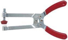 De-Sta-Co - 4448.22 N Load Capacity, 2.91" Throat Depth, 6.8" OAL, Carbon Steel, C Style Plier Clamp - 2.83" Max Jaw Capacity, M6x1 Spindle, 2.83" Open Throat Height, Red Handle, Spindle End - Eagle Tool & Supply