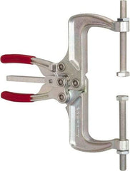 De-Sta-Co - 4448.22 N Load Capacity, 2.56" Throat Depth, 9.15" OAL, Carbon Steel, C Style Plier Clamp - 7.92" Max Jaw Capacity, M10x1.25 Spindle, 7.92" Open Throat Height, Red Handle, Spindle End - Eagle Tool & Supply