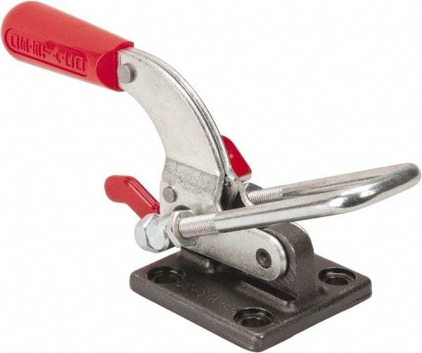De-Sta-Co - 4,000 Lb Capacity, Horizontal, U Hook, Flanged Base, Carbon Steel Pull Action Latch Clamp - 3-1/2" Drawing Movement, 10.19" OAL, Threaded U Hook, Straight Handle - Eagle Tool & Supply