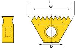 Kennametal - 14 TPI, Internal/External Thread, Whitworth Standard, STN KC610M Grade Thread Mill Insert - Carbide, TiN/TiCN/TiN Coating - Eagle Tool & Supply