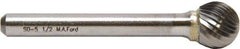 M.A. Ford - 1/2" Cut Diam, 6mm Shank Diam, Ball Head Single Cut Burr - Carbide, Radius End, 10mm LOC, 56mm OAL - Eagle Tool & Supply