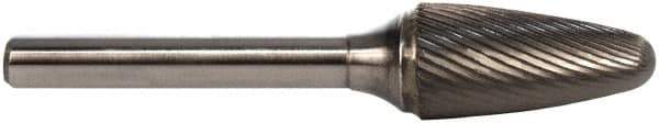 M.A. Ford - 5/8" Cut Diam, 1/4" Shank Diam, Tree with Radius Head Double Cut Burr - Carbide, Radius End, 1" LOC, 3" OAL - Eagle Tool & Supply