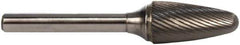 M.A. Ford - 7/16" Cut Diam, 1/4" Shank Diam, Tree with Radius Head Double Cut Burr - Carbide, Radius End, 1" LOC, 3" OAL - Eagle Tool & Supply