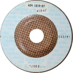 Cratex - 24 Grit, 4-1/2" Wheel Diam, 1/4" Wheel Thickness, 7/8" Arbor Hole, Type 27 Depressed Center Wheel - Aluminum Oxide, Compatible with Angle Grinder - Eagle Tool & Supply