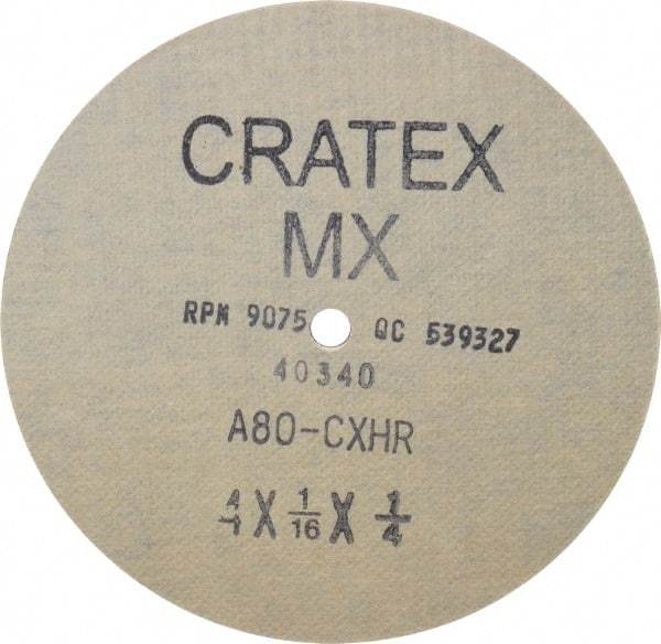 Cratex - 4" Diam 1/4" Hole 80 Grit Fiber Disc - Medium Grade, Aluminum Oxide - Eagle Tool & Supply