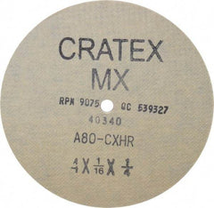 Cratex - 4" Diam 1/4" Hole 80 Grit Fiber Disc - Medium Grade, Aluminum Oxide - Eagle Tool & Supply