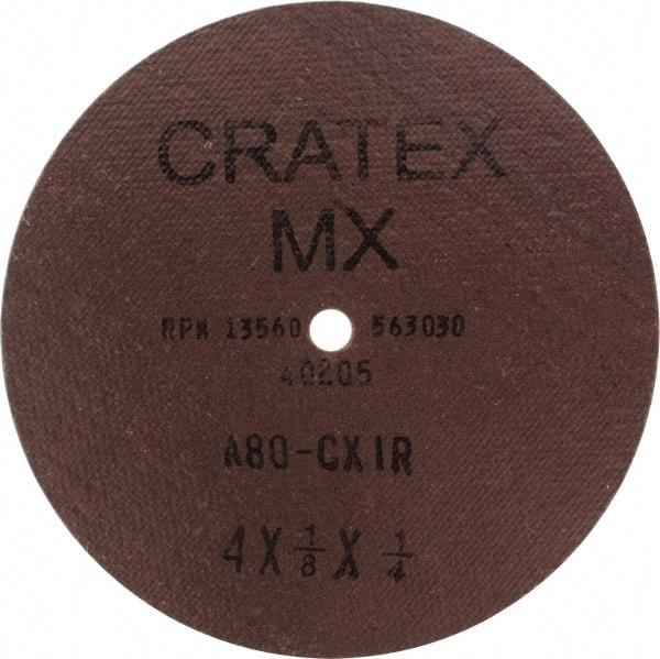 Cratex - 4" Diam 1/4" Hole 80 Grit Fiber Disc - Medium Grade, Aluminum Oxide - Eagle Tool & Supply