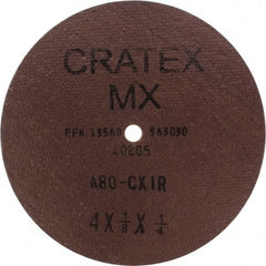 Cratex - 4" Diam 1/4" Hole 80 Grit Fiber Disc - Medium Grade, Aluminum Oxide - Eagle Tool & Supply