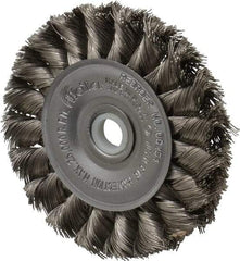 Weiler - 3" OD, 1/2" Arbor Hole, Knotted Stainless Steel Wheel Brush - 3/8" Face Width, 5/8" Trim Length, 0.0118" Filament Diam, 25,000 RPM - Eagle Tool & Supply