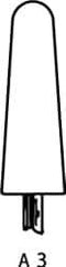 Cratex - 1" Head Diam x 2-3/4" Thickness, A3, Tree End, Aluminum Oxide Mounted Point - Medium Grade, 80 Grit, 10,730 RPM - Eagle Tool & Supply
