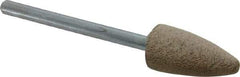 Cratex - 3/8" Head Diam x 3/4" Thickness, B52, Pointed End, Aluminum Oxide Mounted Point - Medium Grade, 80 Grit, 21,000 RPM - Eagle Tool & Supply