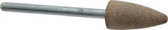 Cratex - 3/8" Head Diam x 3/4" Thickness, B52, Pointed End, Aluminum Oxide Mounted Point - Medium Grade, 80 Grit, 21,000 RPM - Eagle Tool & Supply