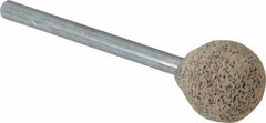 Cratex - 1/2" Head Diam x 1/2" Thickness, B121, Ball End, Aluminum Oxide Mounted Point - Very Coarse Grade, 36 Grit, 21,000 RPM - Eagle Tool & Supply