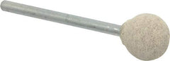 Cratex - 1/2" Head Diam x 1/2" Thickness, B121, Ball End, Aluminum Oxide Mounted Point - Medium Grade, 80 Grit, 21,000 RPM - Eagle Tool & Supply