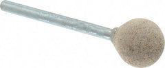 Cratex - 1/2" Head Diam x 1/2" Thickness, B121, Ball End, Aluminum Oxide Mounted Point - Medium Grade, 80 Grit, 21,000 RPM - Eagle Tool & Supply