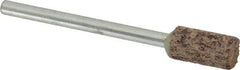 Cratex - 1/4" Head Diam x 1/2" Thickness, W163, Cylinder End, Aluminum Oxide Mounted Point - Very Coarse Grade, 36 Grit, 26,250 RPM - Eagle Tool & Supply