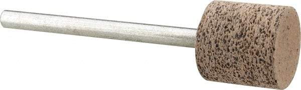 Cratex - 1/2" Head Diam x 1/2" Thickness, W185, Cylinder End, Aluminum Oxide Mounted Point - Very Coarse Grade, 36 Grit, 16,870 RPM - Eagle Tool & Supply