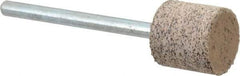 Cratex - 1/2" Head Diam x 1/2" Thickness, W185, Cylinder End, Aluminum Oxide Mounted Point - Very Coarse Grade, 36 Grit, 16,870 RPM - Eagle Tool & Supply