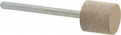 Cratex - 1/2" Head Diam x 1/2" Thickness, W185, Cylinder End, Aluminum Oxide Mounted Point - Medium Grade, 80 Grit, 16,870 RPM - Eagle Tool & Supply