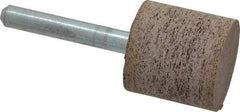 Cratex - 1" Head Diam x 1" Thickness, W220, Cylinder End, Aluminum Oxide Mounted Point - Very Coarse Grade, 36 Grit, 15,750 RPM - Eagle Tool & Supply