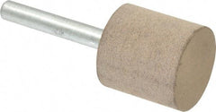 Cratex - 1" Head Diam x 1" Thickness, W220, Cylinder End, Aluminum Oxide Mounted Point - Medium Grade, 80 Grit, 15,750 RPM - Eagle Tool & Supply