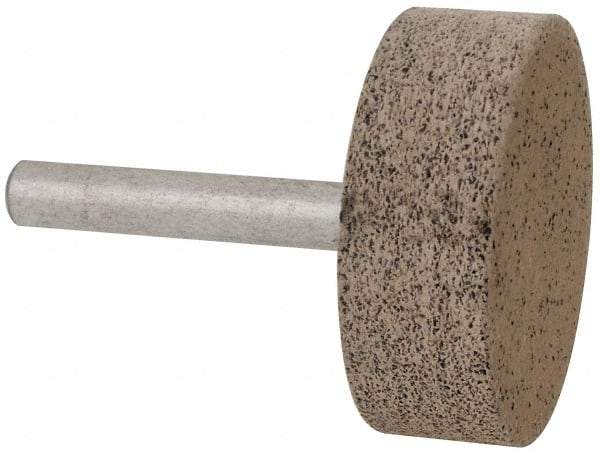 Cratex - 1-1/2" Head Diam x 1/2" Thickness, W236, Cylinder End, Aluminum Oxide Mounted Point - Very Coarse Grade, 36 Grit, 21,750 RPM - Eagle Tool & Supply
