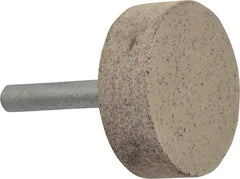 Cratex - 1-1/2" Head Diam x 1/2" Thickness, W236, Cylinder End, Aluminum Oxide Mounted Point - Very Coarse Grade, 36 Grit, 21,750 RPM - Eagle Tool & Supply