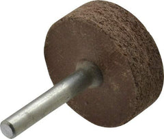 Cratex - 1-1/2" Head Diam x 1/2" Thickness, W236, Cylinder End, Aluminum Oxide Mounted Point - Very Coarse Grade, 36 Grit, 21,750 RPM - Eagle Tool & Supply