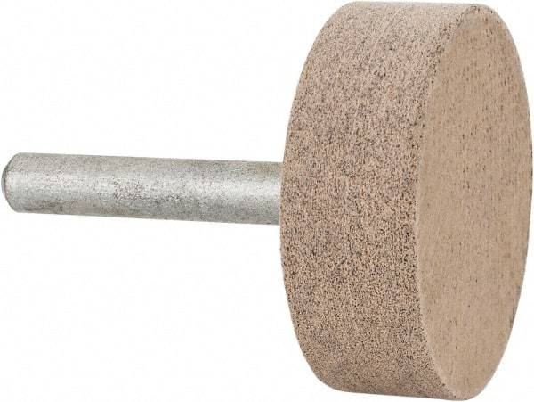 Cratex - 1-1/2" Head Diam x 1/2" Thickness, W236, Cylinder End, Aluminum Oxide Mounted Point - Medium Grade, 80 Grit, 21,750 RPM - Eagle Tool & Supply
