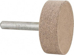 Cratex - 1-1/2" Head Diam x 1/2" Thickness, W236, Cylinder End, Aluminum Oxide Mounted Point - Medium Grade, 80 Grit, 21,750 RPM - Eagle Tool & Supply