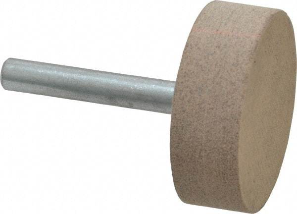 Cratex - 1-1/2" Head Diam x 1/2" Thickness, W236, Cylinder End, Aluminum Oxide Mounted Point - Medium Grade, 80 Grit, 21,750 RPM - Eagle Tool & Supply