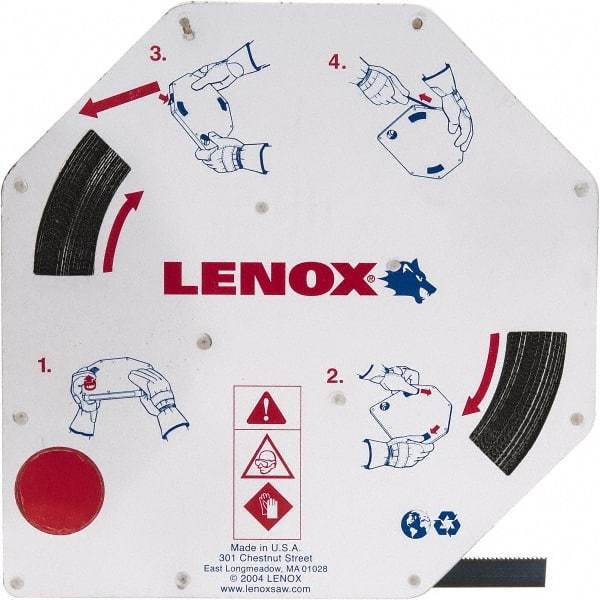 Lenox - 3/8" x 100' x 0.025" Carbon Steel Band Saw Blade Coil Stock - 14 TPI, Toothed Edge, Straight Form, Raker Set, Flexible Back, Constant Pitch, Contour Cutting - Eagle Tool & Supply